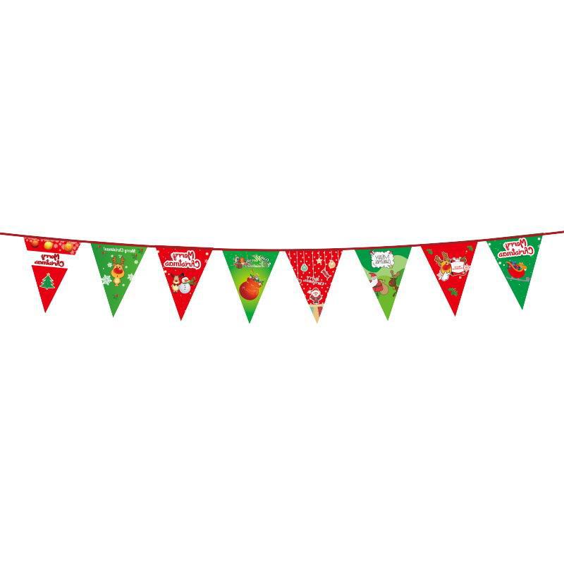 Christmas flag decoration supplies colorful flags pennants hanging flags Christmas party shopping mall scene decoration wholesale (minimum batch of 10 pieces)