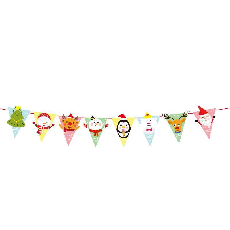 Christmas flag decoration supplies colorful flags pennants hanging flags Christmas party shopping mall scene decoration wholesale (minimum batch of 10 pieces)