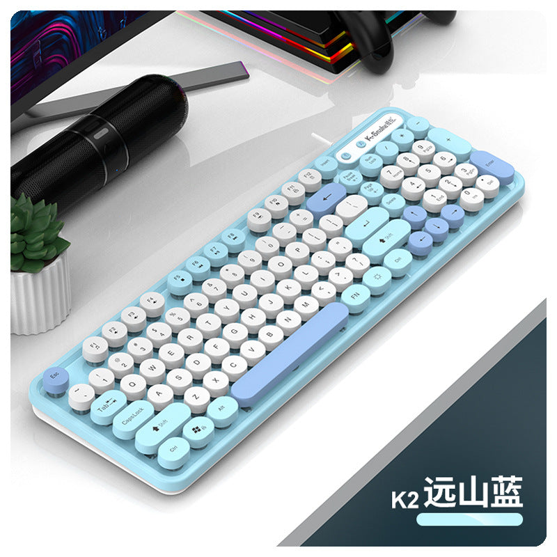 K-Snake K2 有線 USB 鍵鼠套裝,復古朋克風,適合女生,適用於臺式機、筆記本辦公