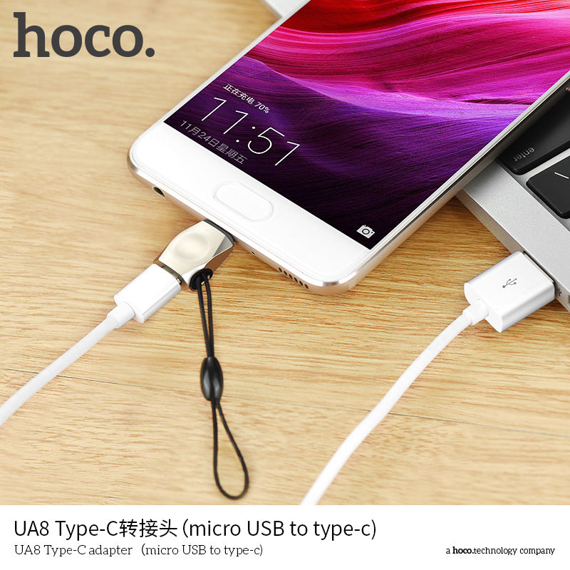 HOCO hoco UA8 zinc alloy adapter Micro mobile phone to Type-C adapter OTG with hanging chain