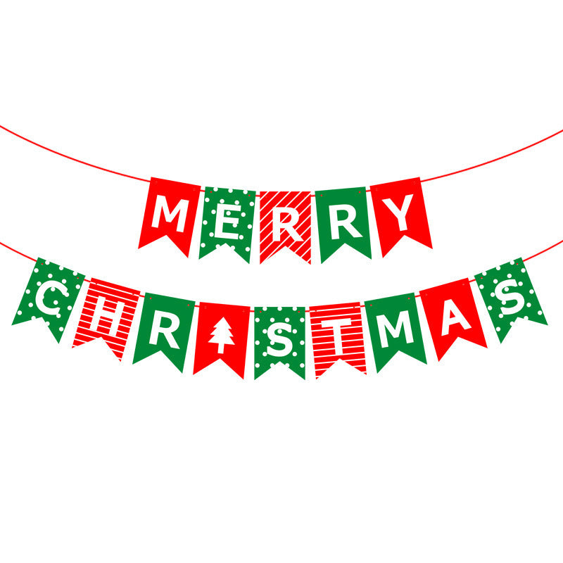 Christmas decoration supplies cartoon flags Christmas scene layout paper hanging flags (minimum batch of 10 pieces)