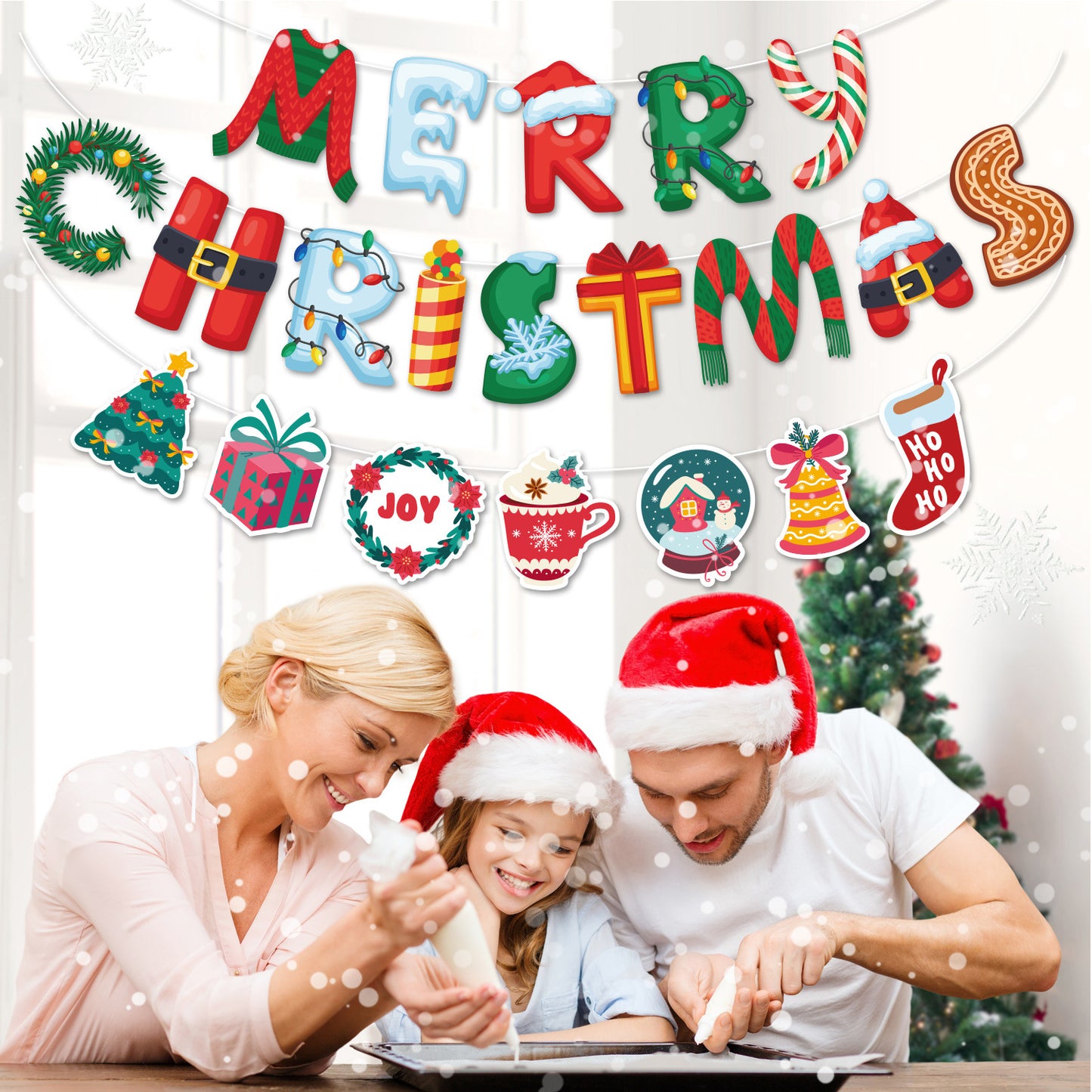 Christmas flag pull-up scene decoration supplies New Year party decoration pull-up flag banner wholesale (minimum batch of 10 pieces)