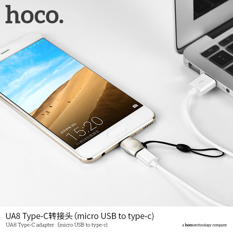 HOCO hoco UA8 zinc alloy adapter Micro mobile phone to Type-C adapter OTG with hanging chain