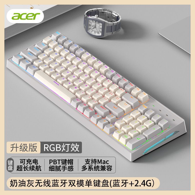 acer OMR-143 無線藍牙雙模鍵鼠套裝,RGB 彩幻燈,可充電,少女拼色