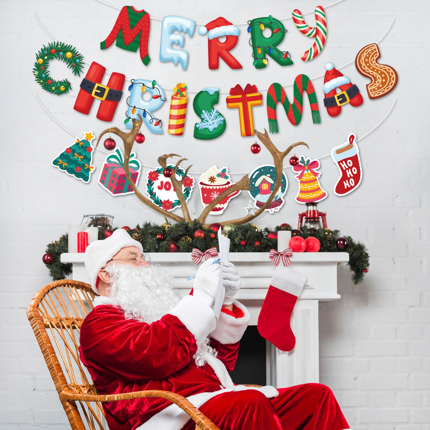 Christmas flag pull-up scene decoration supplies New Year party decoration pull-up flag banner wholesale (minimum batch of 10 pieces)