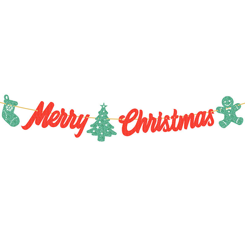 Christmas letter pull flag printing hot stamping Merry Christmas banner scene decoration supplies (minimum batch of 10 packs)