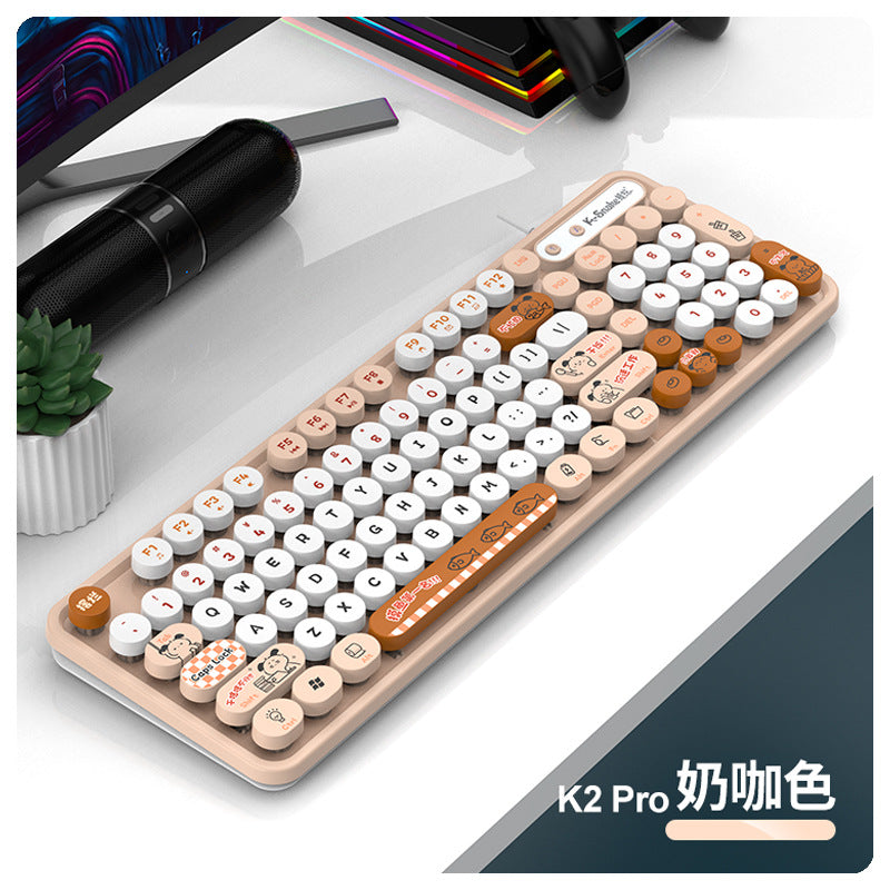 K-Snake K2 有線 USB 鍵鼠套裝,復古朋克風,適合女生,適用於臺式機、筆記本辦公