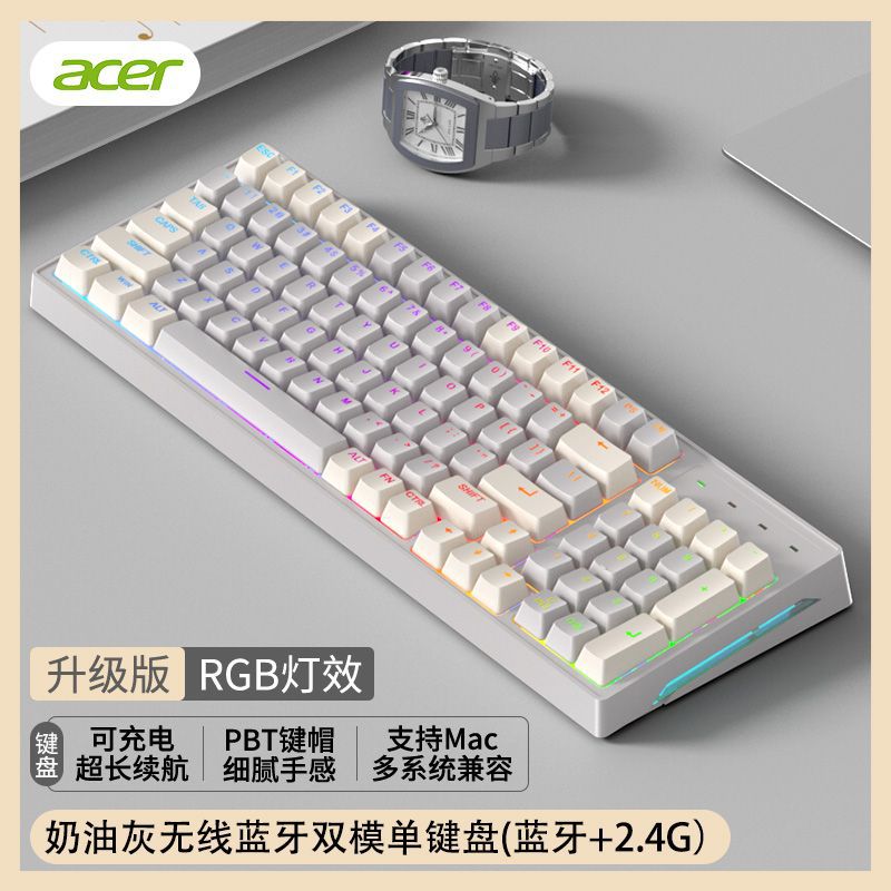 acer OMR-143 無線藍牙雙模鍵鼠套裝,RGB 彩幻燈,可充電,少女拼色