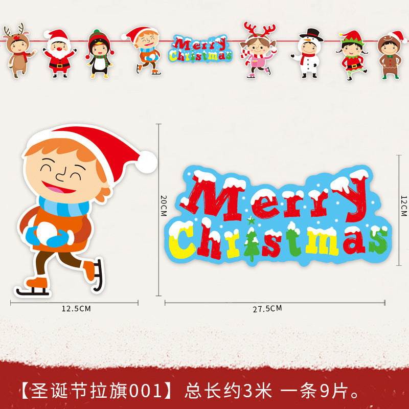 Christmas decoration supplies cartoon flags Christmas scene layout paper hanging flags (minimum batch of 10 pieces)