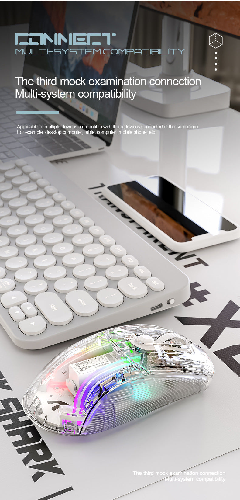 Attack Shark X2RGB 發光無線藍牙三模透明鼠標 遊戲電競鼠標