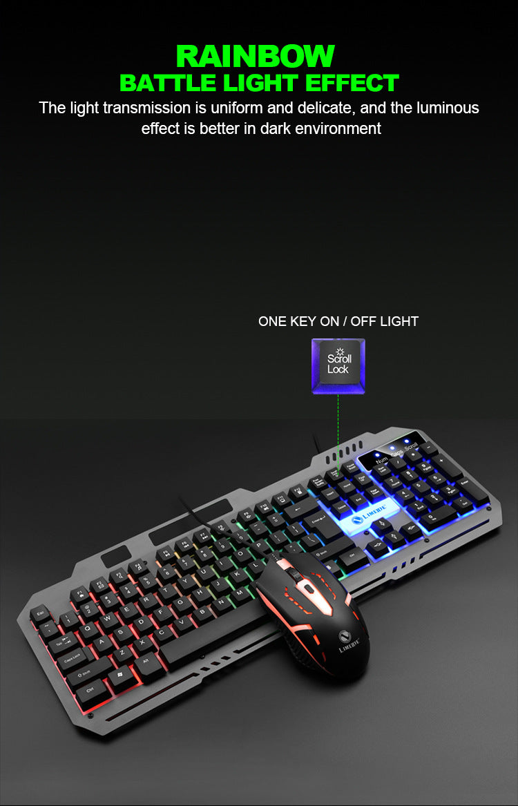 T25機械手感鍵盤 電競遊戲有線金屬鍵鼠套裝