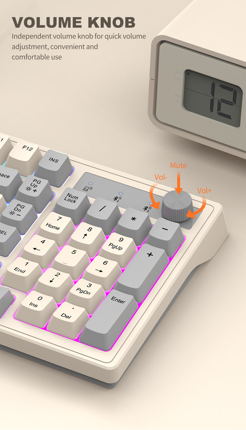 K-Snake K98 藍牙無線雙模鍵盤,機械手感,適用於臺式機、筆記本,辦公商務發光款