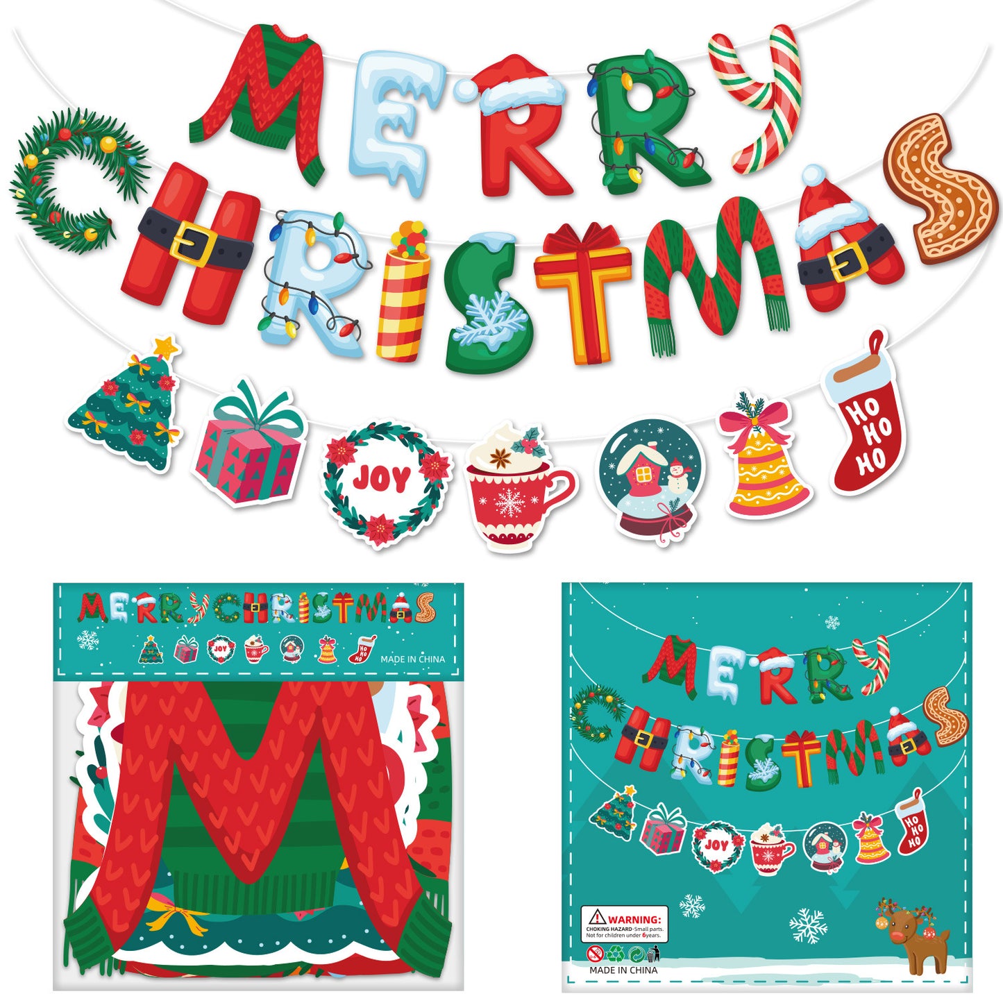 Christmas flag pull-up scene decoration supplies New Year party decoration pull-up flag banner wholesale (minimum batch of 10 pieces)
