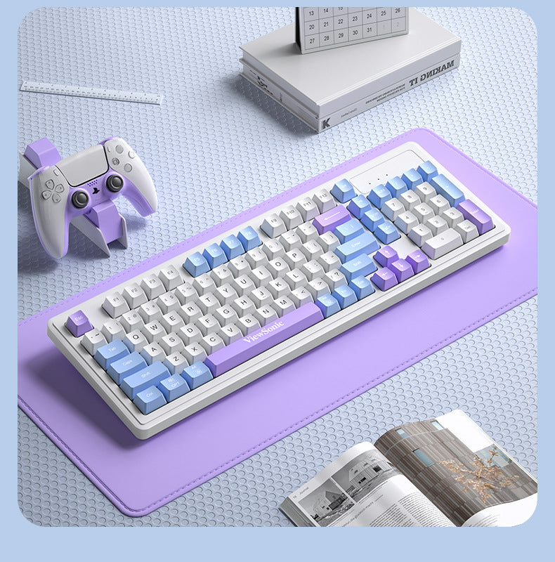 ViewSonic KW127無線98鍵拼色鍵盤,電腦(臺式、筆記本)通用,24G遊戲辦公皆可