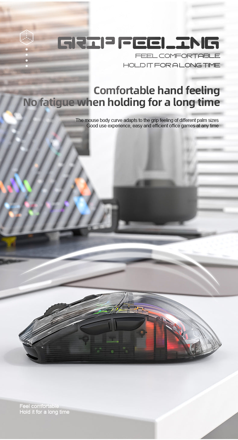 Attack Shark X2PRORGB 是一款發光的無線藍牙三模透明遊戲鼠標,還帶有屏幕