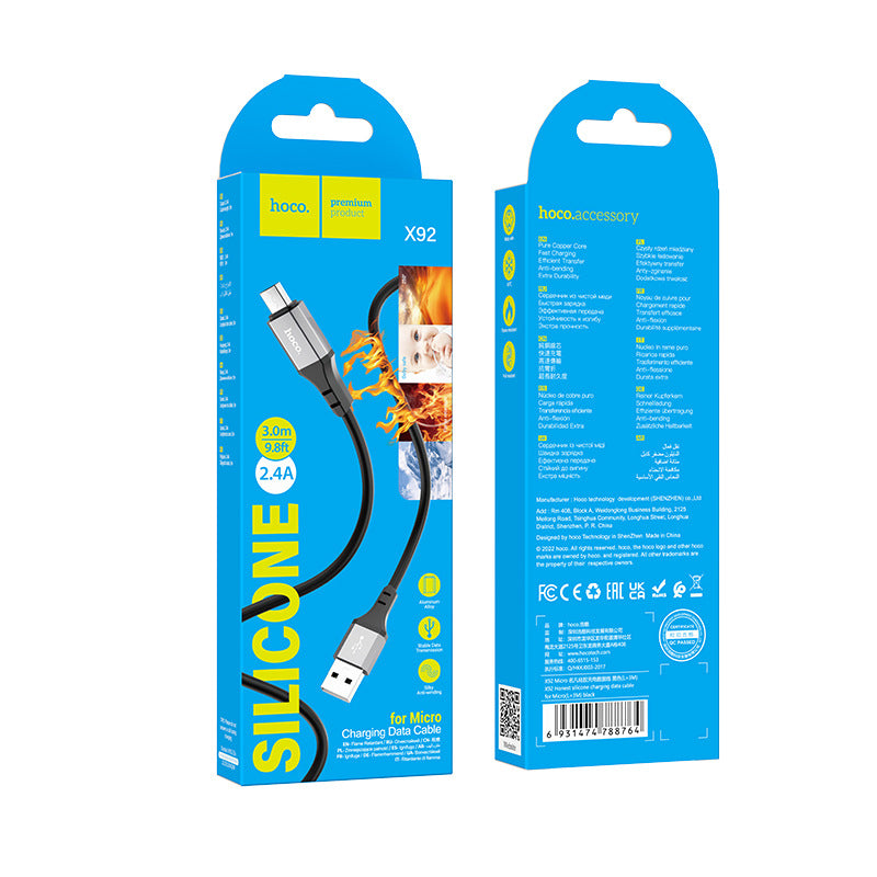 HOCO X92 3-meter charging data cable PD60W suitable for mobile phones, notebooks, Apple PD20W fast charging