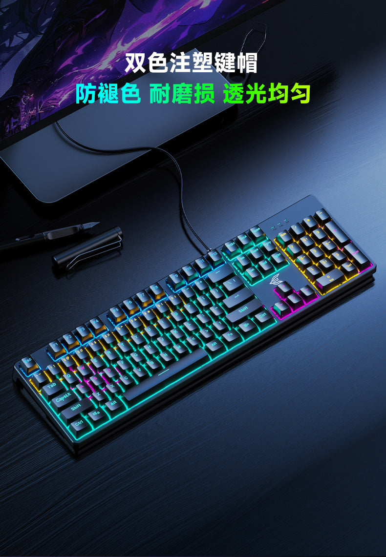 Power E family GK100 青軸真機械鍵盤鼠標套裝,適用於遊戲,通過 USB 連接,可用於筆記本和臺式機