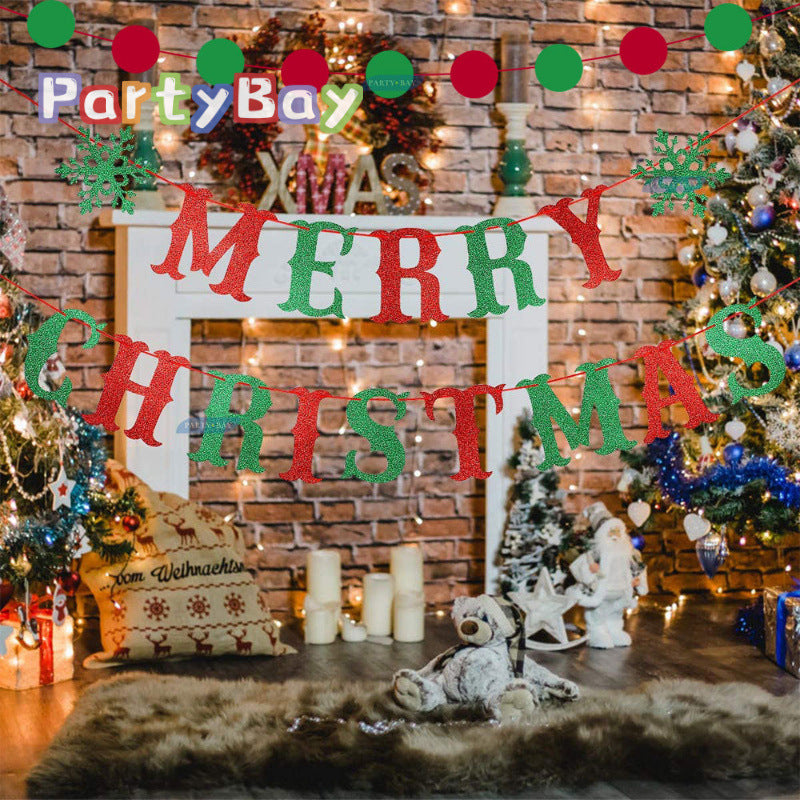 Christmas Paper Flag Party Decoration Birthday Flag Pennant Swallowtail Flag Banner Flower