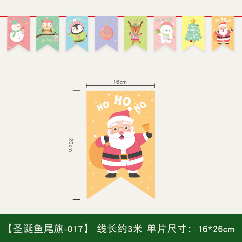 Christmas decoration supplies cartoon flags Christmas scene layout paper hanging flags (minimum batch of 10 pieces)