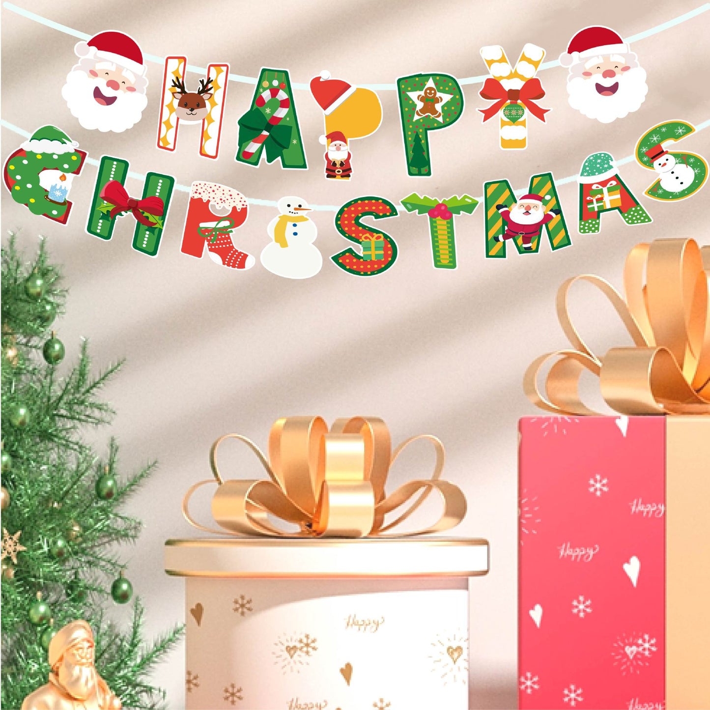 Christmas decorations, venue layout props, Christmas flags, party supplies, pennants, garden flags (minimum batch of 12 pieces)