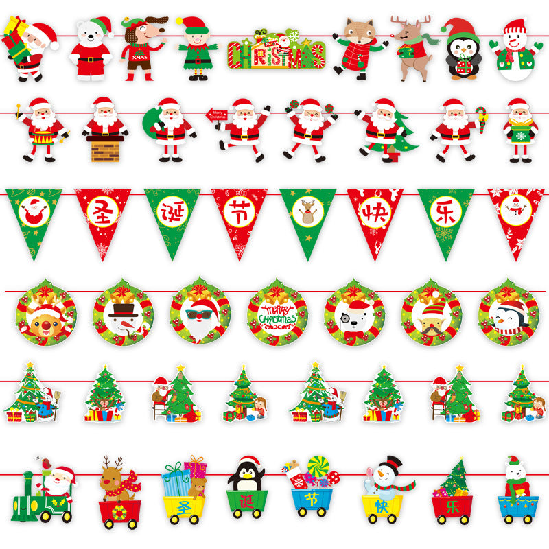 Christmas decoration supplies cartoon flags Christmas scene layout paper hanging flags (minimum batch of 10 pieces)
