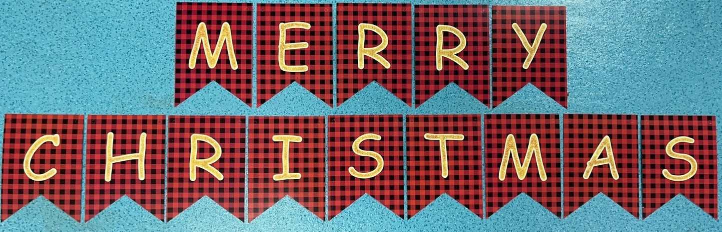 Christmas decoration hanging flag graduation party scene layout pull flag cartoon pull flower letter hanging flag bunting