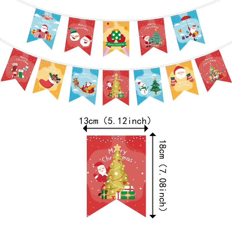 Christmas decorations, venue layout props, Christmas flags, party supplies, pennants, garden flags (minimum batch of 12 pieces)