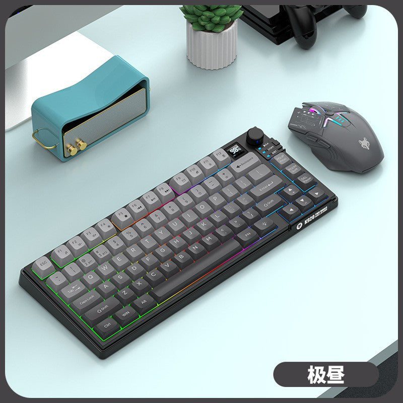 XUNFOX K920 無線藍牙雙模鍵鼠套裝,有機械手感,帶顯示屏與旋鈕,採用三拼色設計