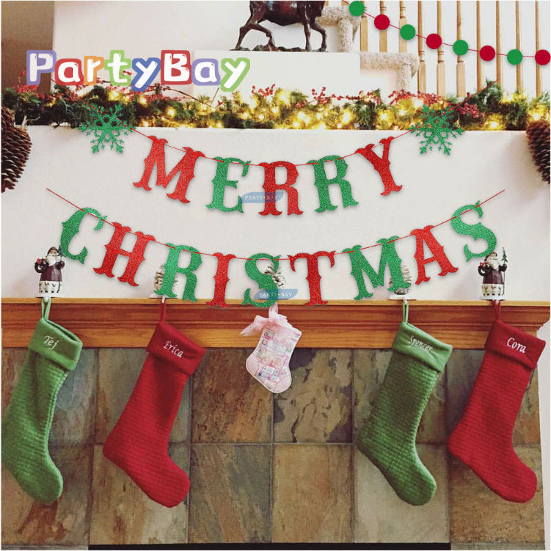 Christmas Paper Flag Party Decoration Birthday Flag Pennant Swallowtail Flag Banner Flower