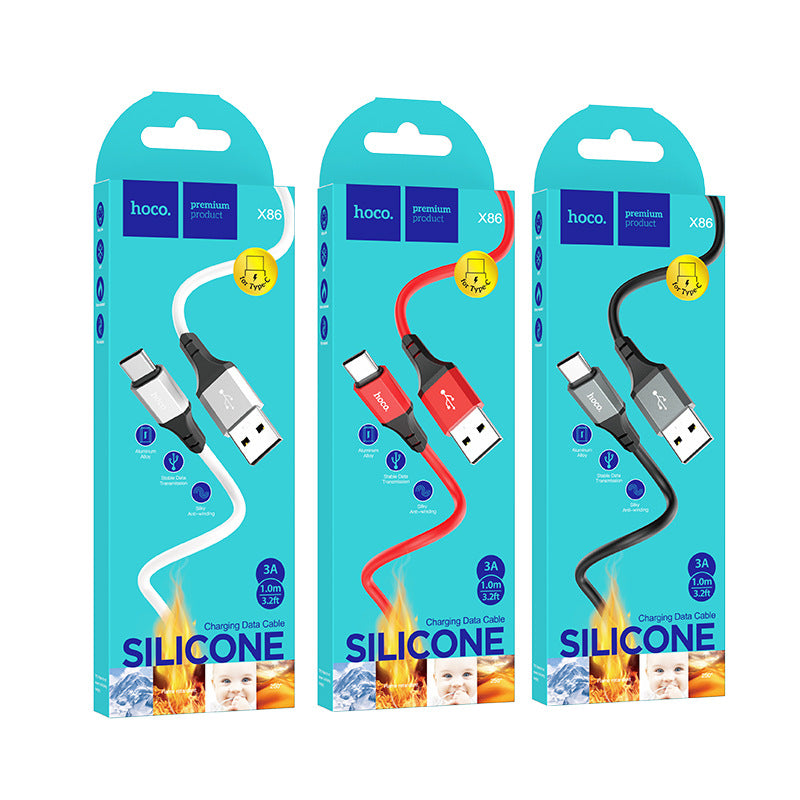 HOCO X86 fast charging cable 60W suitable for Apple PD20W Android Type-C notebook charging silicone cable