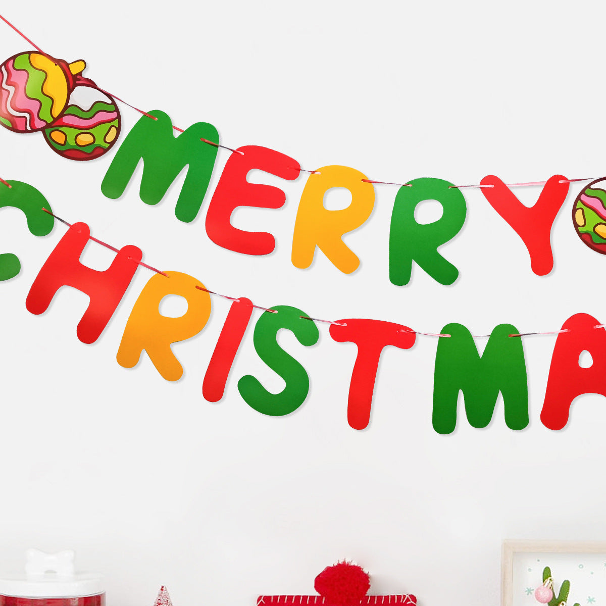 Christmas bells, Christmas letters, red and green flags, Christmas party venue layout, banners and colorful flags (minimum order of 10 pieces)