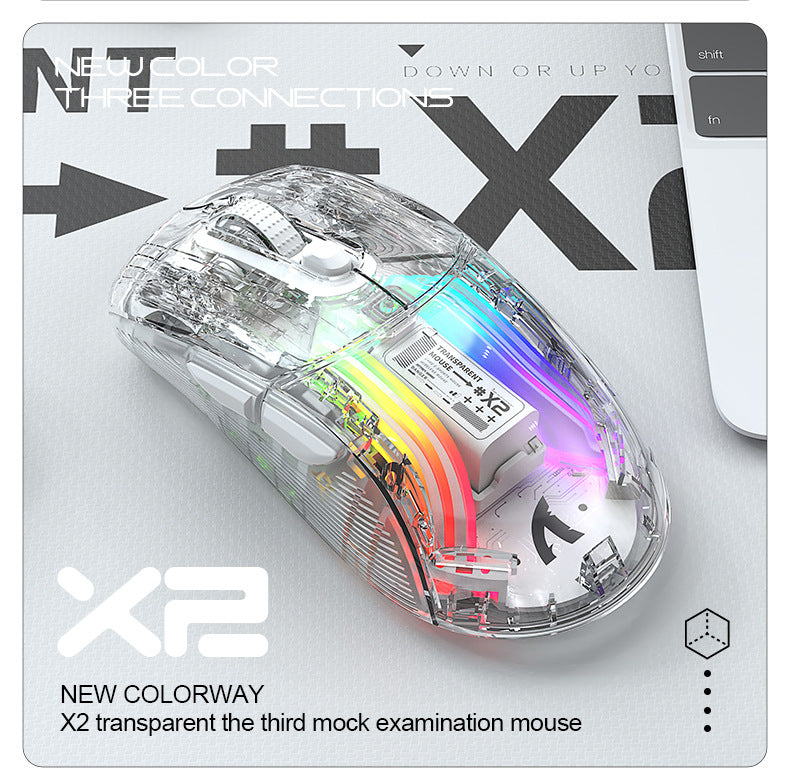 Attack Shark X2RGB 發光無線藍牙三模透明鼠標 遊戲電競鼠標