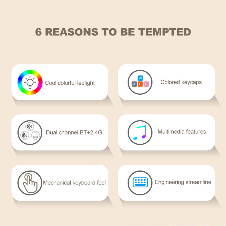 K-Snake K98 藍牙無線雙模鍵盤,機械手感,適用於臺式機、筆記本,辦公商務發光款