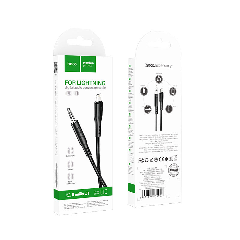 HOCO UPA18 digital audio conversion cable is suitable for Apple mobile phone Lightning braided adapter cable