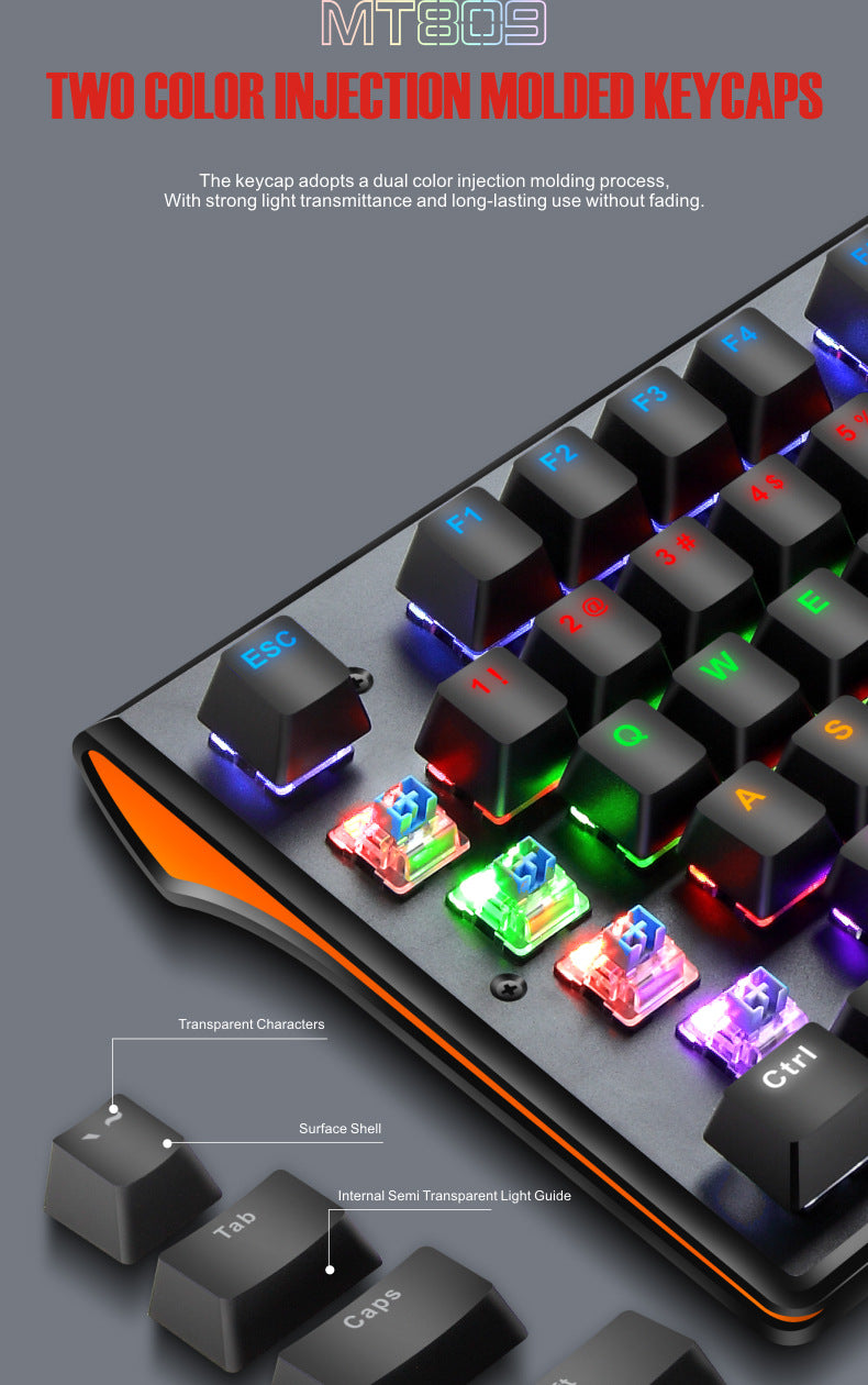 douni MT809真機械鍵鼠套裝,電競辦公雙用,可拆手託,炫彩外觀