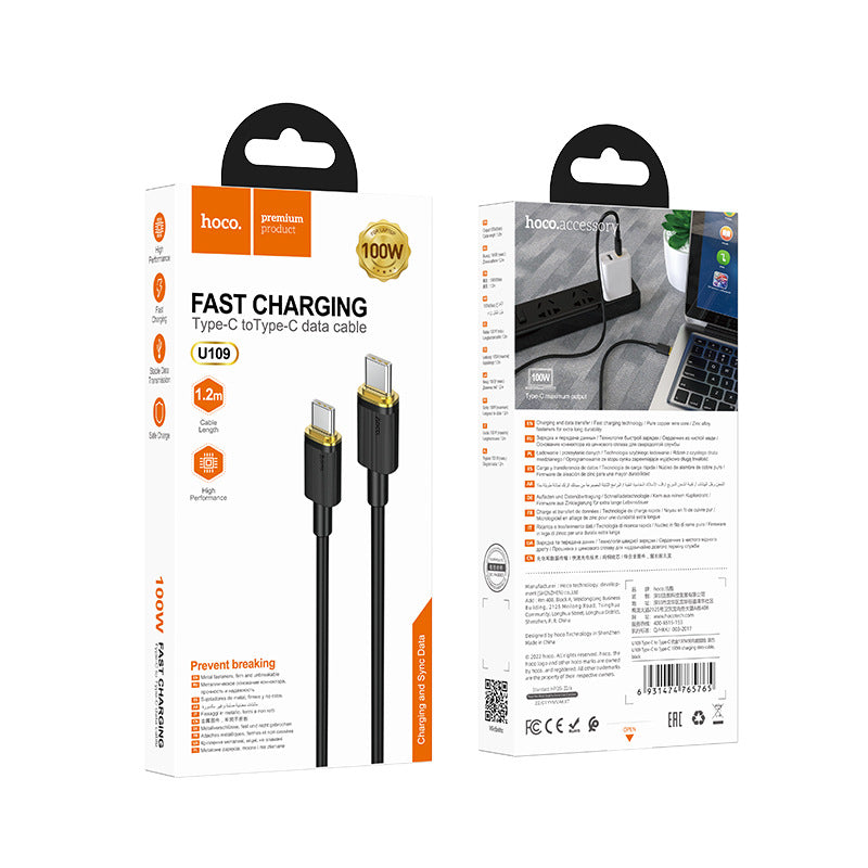 HOCO U109 zinc alloy 60W fast charging data cable is suitable for Apple Android Type-C mobile phone PD20W
