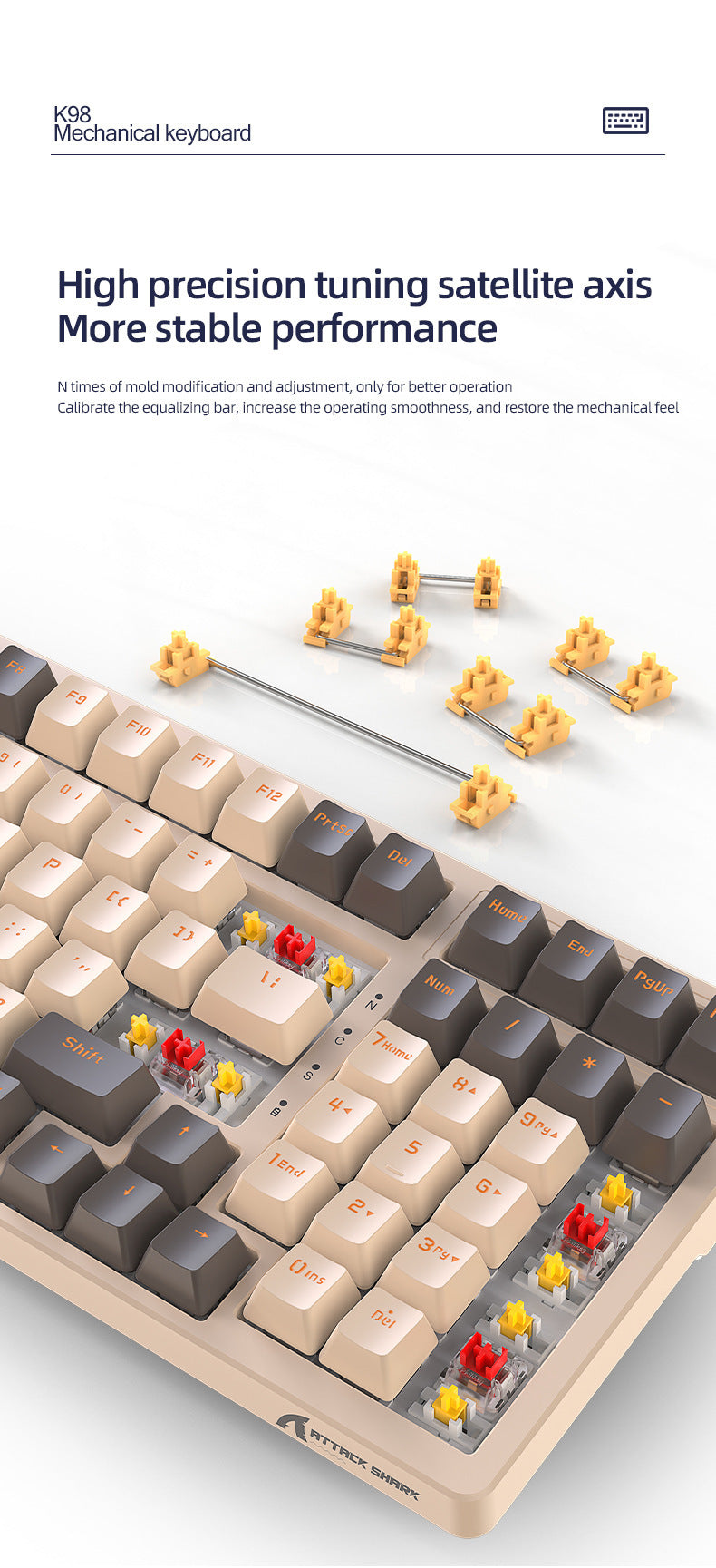 Attack Shark K98RGB三模熱插拔機械鍵盤客製化遊戲藍牙無線鍵盤