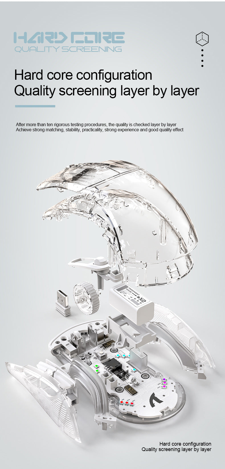 Attack Shark X2RGB 發光無線藍牙三模透明鼠標 遊戲電競鼠標