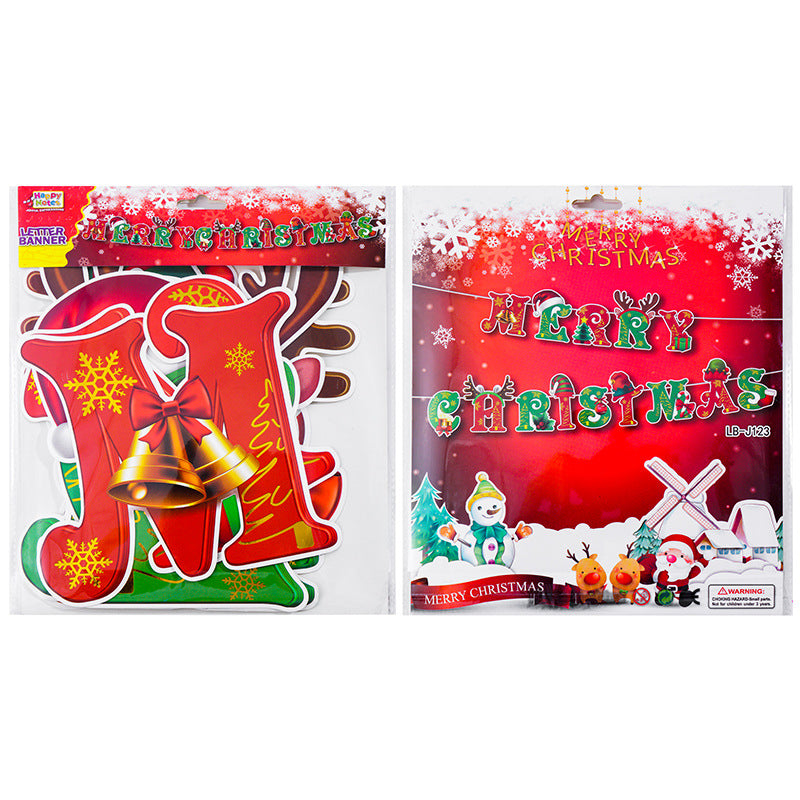 Christmas letter pull flag printing hot stamping Merry Christmas banner scene decoration supplies (minimum batch of 10 packs)