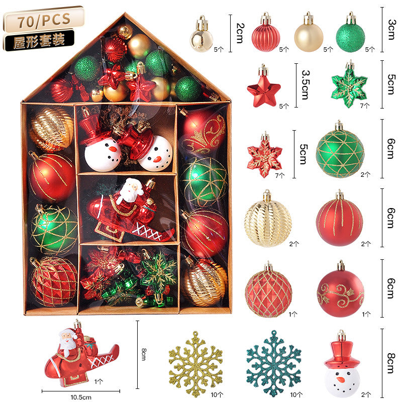 Christmas 3cm mixed house painted electroplating gift bag Christmas hanging ornaments Christmas ball set