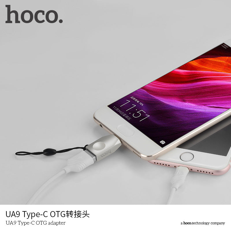 HOCO浩酷 UA9鋅合金type-c轉USB手機OTG轉接頭帶掛鏈帶包裝 新款