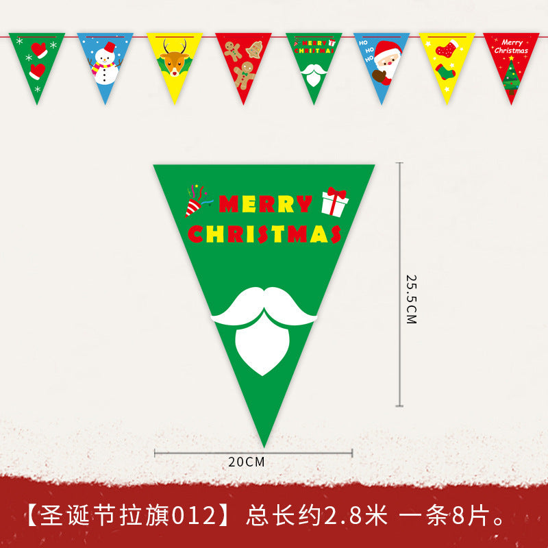 Christmas decoration supplies cartoon flags Christmas scene layout paper hanging flags (minimum batch of 10 pieces)