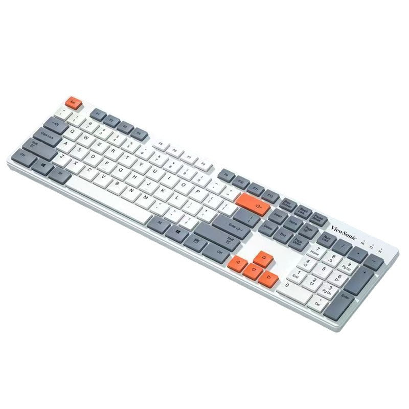 ViewSonic KU302 巧克力有線鍵盤,適用於臺式機和筆記本,輕音,三拼色鍵帽