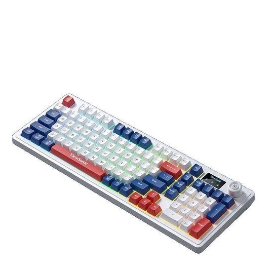 ViewSonic KU127 有線鍵盤,具機械手感,配屏顯和旋鈕,適用筆記本、電競遊戲及辦公