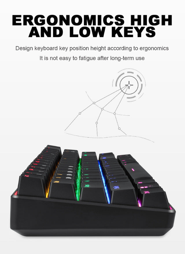 Technology 68 鍵 RGB 無線藍牙機械鍵盤,青軸,三模連接,適配手機、平板、電腦,遊戲辦公皆可用