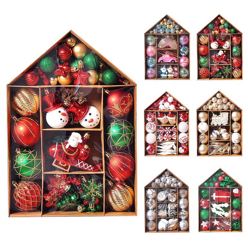 Christmas 3cm mixed house painted electroplating gift bag Christmas hanging ornaments Christmas ball set