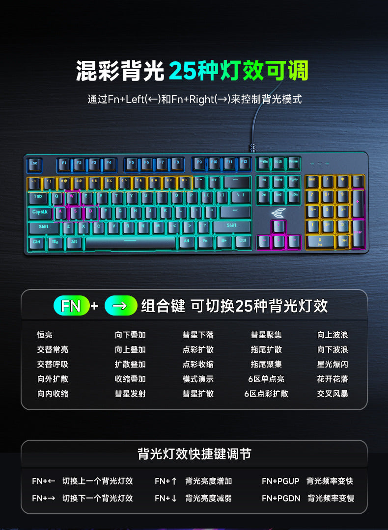 Power E family GK100 青軸真機械鍵盤鼠標套裝,適用於遊戲,通過 USB 連接,可用於筆記本和臺式機