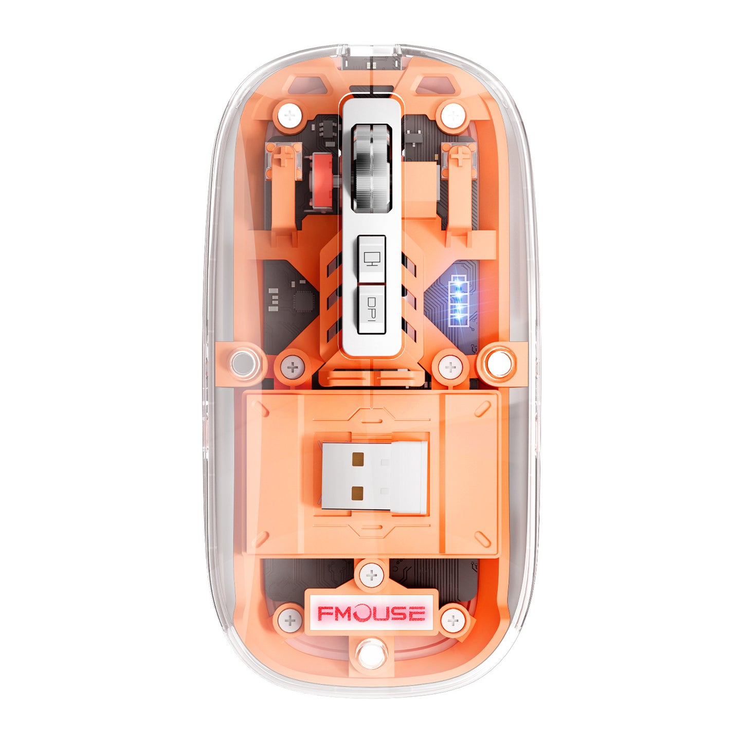 FMOUSE M133 無線藍牙三模透明鼠標,可充電,具備低音特點,適合女生使用,適用於平板電腦、筆記本,可用於辦公