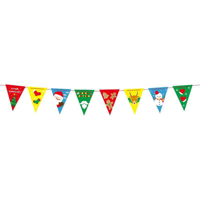 Christmas flag decoration supplies colorful flags pennants hanging flags Christmas party shopping mall scene decoration wholesale (minimum batch of 10 pieces)