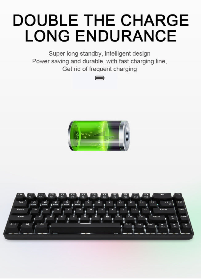 Technology 68 鍵 RGB 無線藍牙機械鍵盤,青軸,三模連接,適配手機、平板、電腦,遊戲辦公皆可用